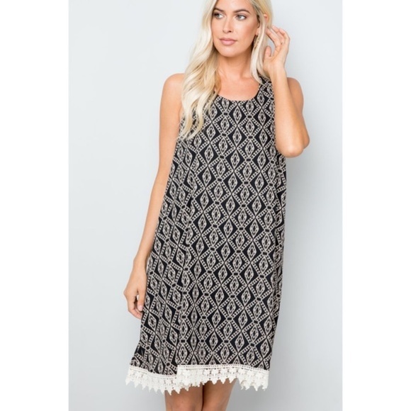 Nordstrom Black and White Mini dress,beautiful lace detailing. SZ L. 2 for $20 - Picture 7 of 8